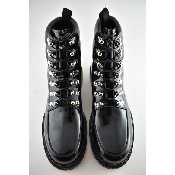 Christian Louboutin Mens Alopista Flat Black Leather Combat Lace Up Boot 45 12 main image 5